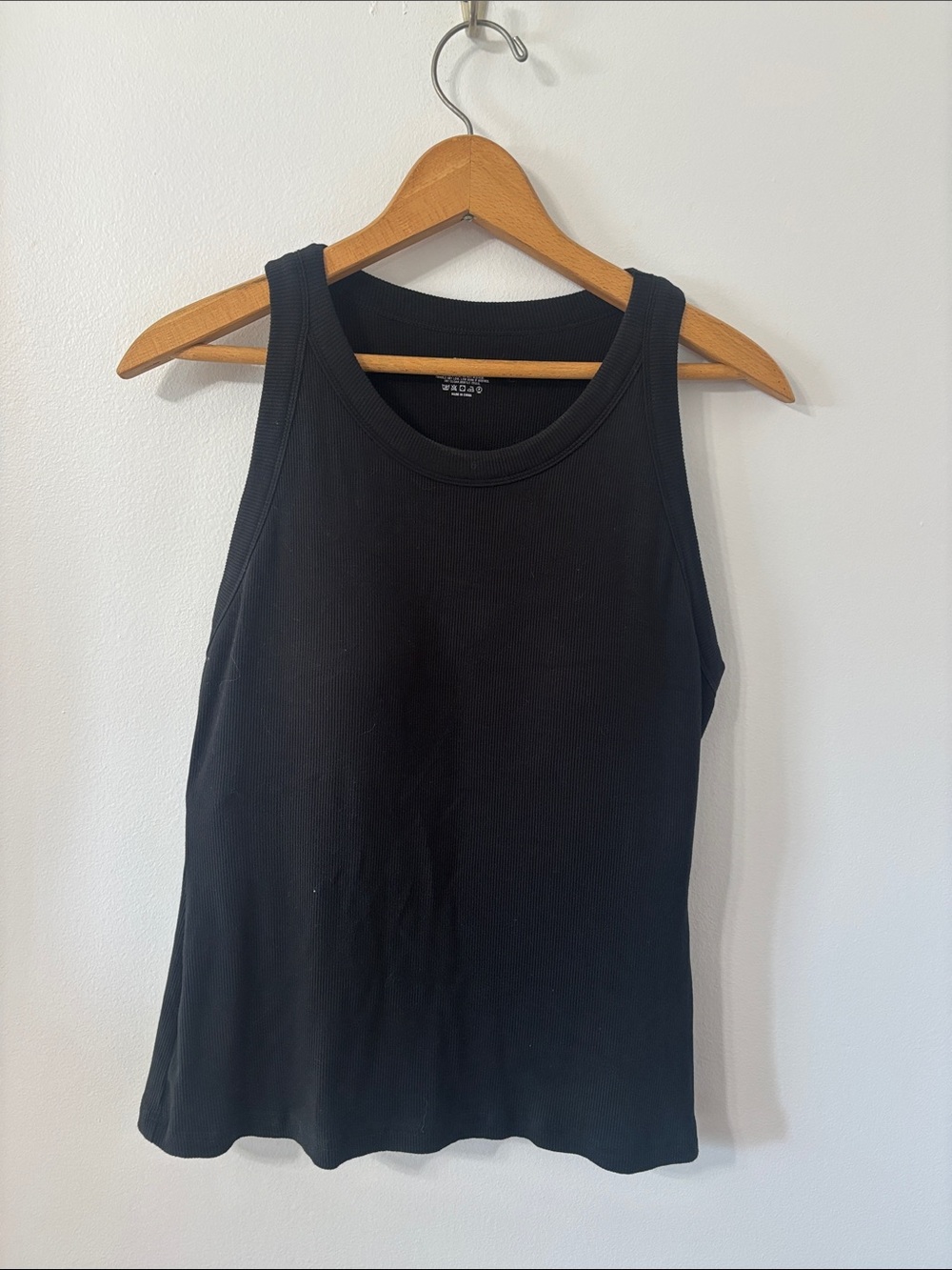 Classic Black Ribbed Tank Top With Built In Padding